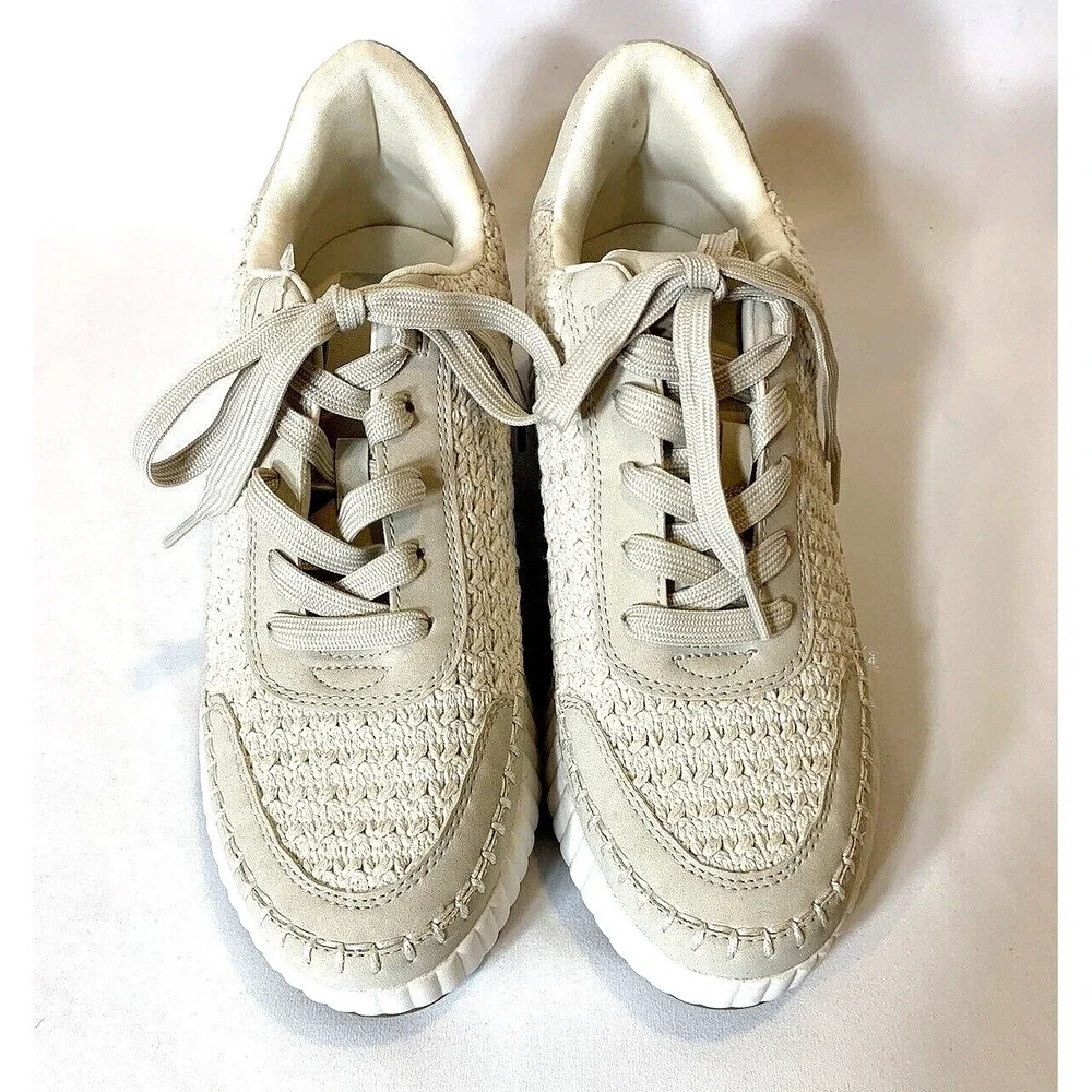NEW Dolce Vita DV Sneaker Womens 9.5 Platform Natural‎ Ivory Fredi Knit